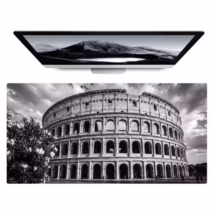 Architectuur - Colosseum - Rome - Historisch - Zwart-wit Muismat XXL klein -zzz3d