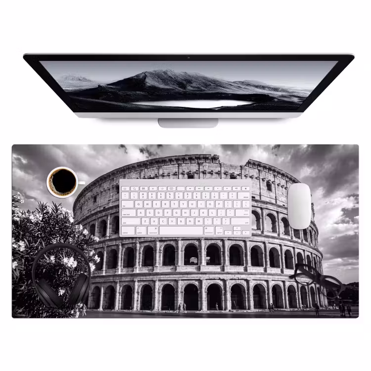 Architectuur - Colosseum - Rome - Historisch - Zwart-wit Muismat XXL klein -3d