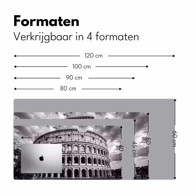 Architectuur - Colosseum - Rome - Historisch - Zwart-wit Muismat XXL klein -sfeer5