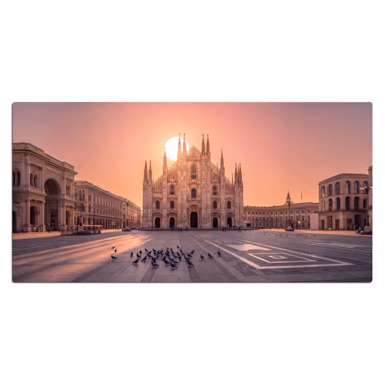 Architectuur - Milaan - Plein - Zonsopgang - Oranje Muismat XXL klein -3d_leeg