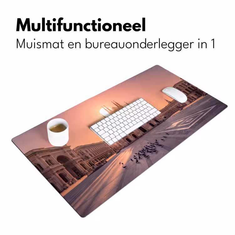 Architectuur - Milaan - Plein - Zonsopgang - Oranje Muismat XXL klein -sfeer4