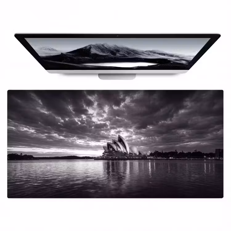 Architectuur - Water - Stad - Modern - Zwart-wit Muismat XXL klein -zzz3d