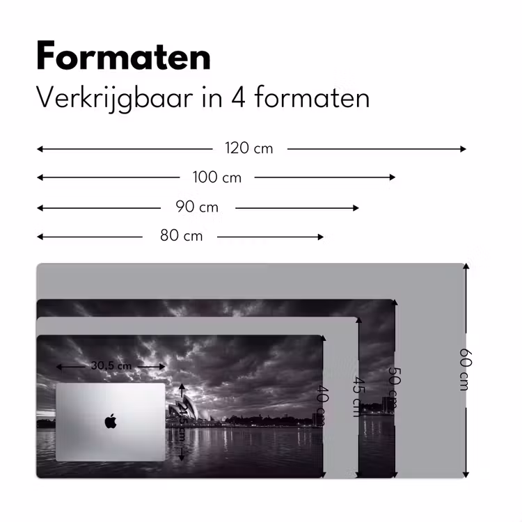 Architectuur - Water - Stad - Modern - Zwart-wit Muismat XXL klein -sfeer5