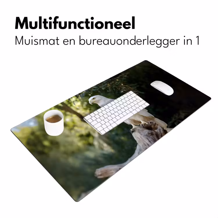 Arend - Hout - Wit - Planten Muismat XXL klein -sfeer4