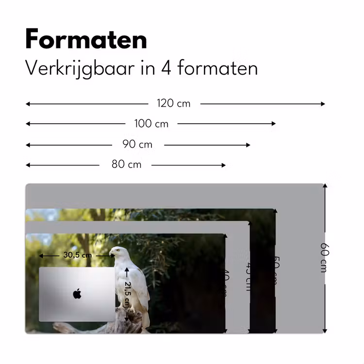 Arend - Hout - Wit - Planten Muismat XXL klein -sfeer5
