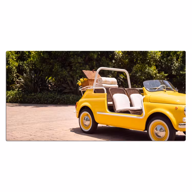 Auto - Picknick - Zomer - Geel Muismat XXL klein -3d_leeg