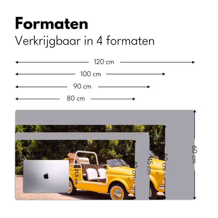Auto - Picknick - Zomer - Geel Muismat XXL klein -sfeer5