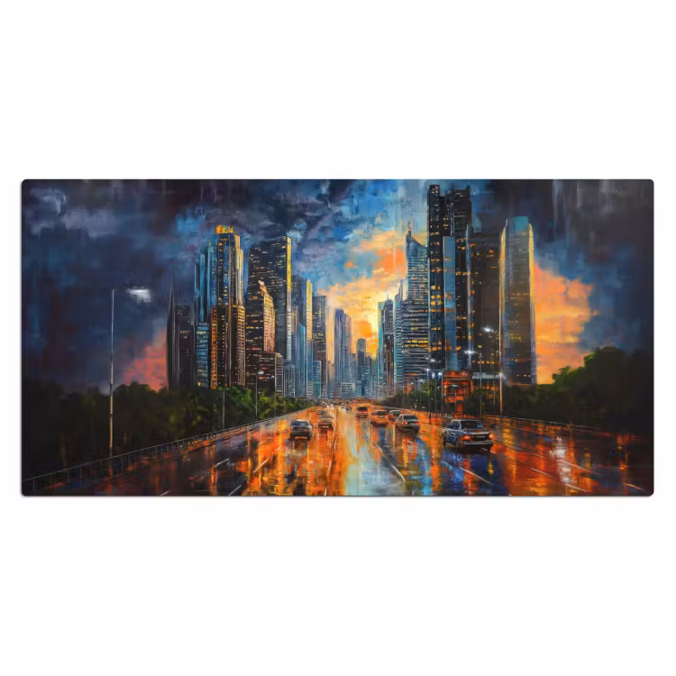 Auto - Skyline - Zon - Blauw Muismat XXL klein -3d_leeg