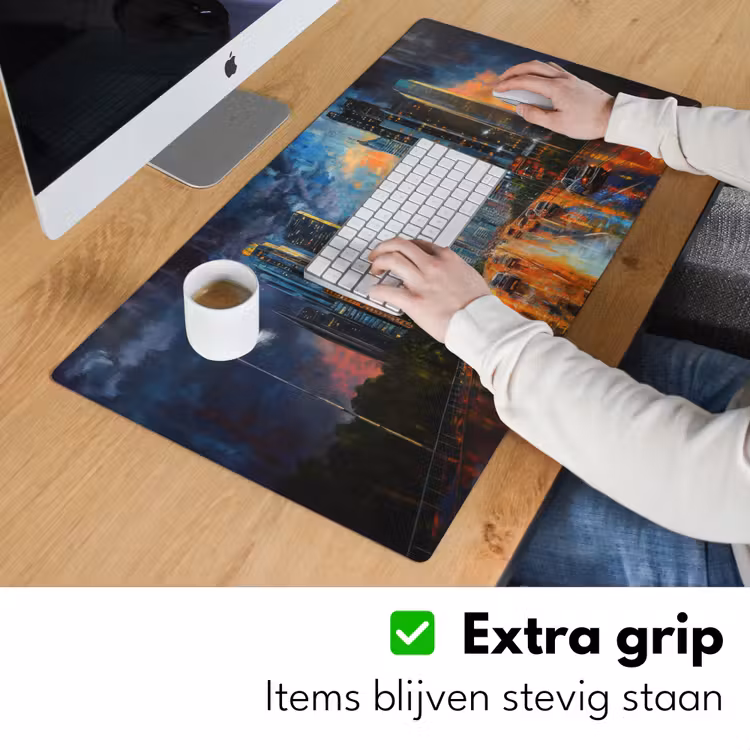 Auto - Skyline - Zon - Blauw Muismat XXL klein -sfeer3