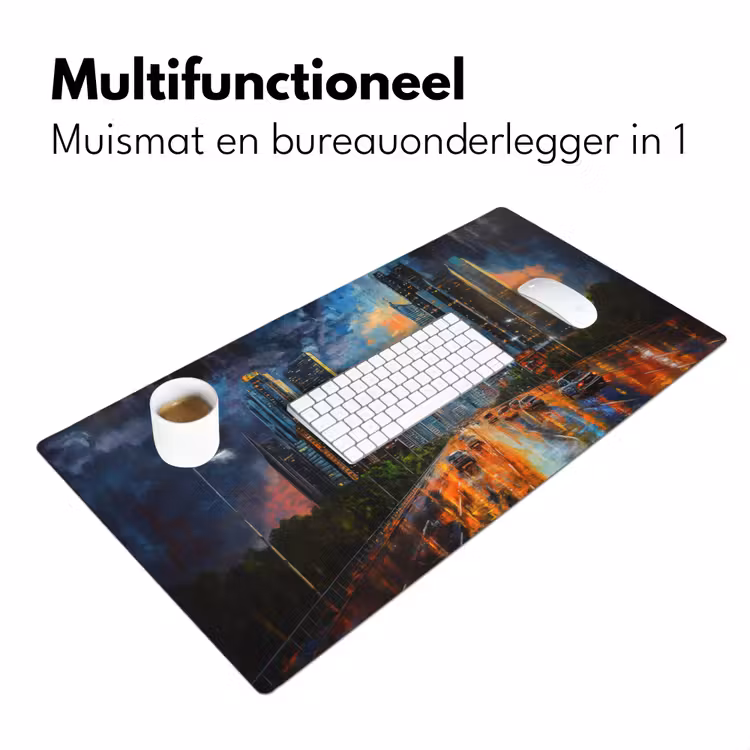 Auto - Skyline - Zon - Blauw Muismat XXL klein -sfeer4