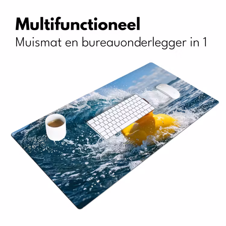 Badeend - Stoer - Golven Muismat XXL klein -sfeer4