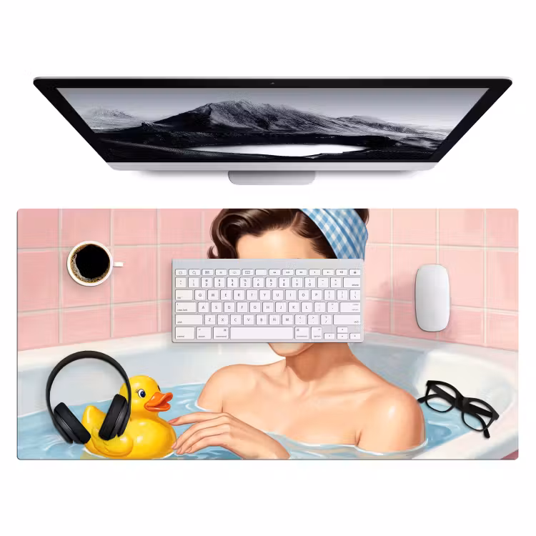 Badkamer - Eend - Blauw Muismat XXL klein -3d