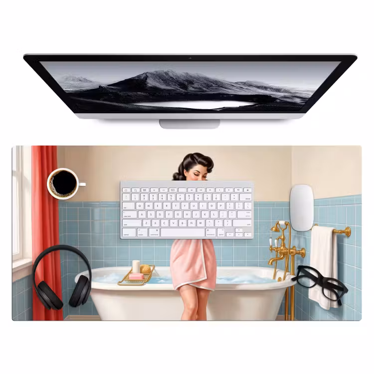 Badkamer - Vrouw - Roze Muismat XXL klein -3d