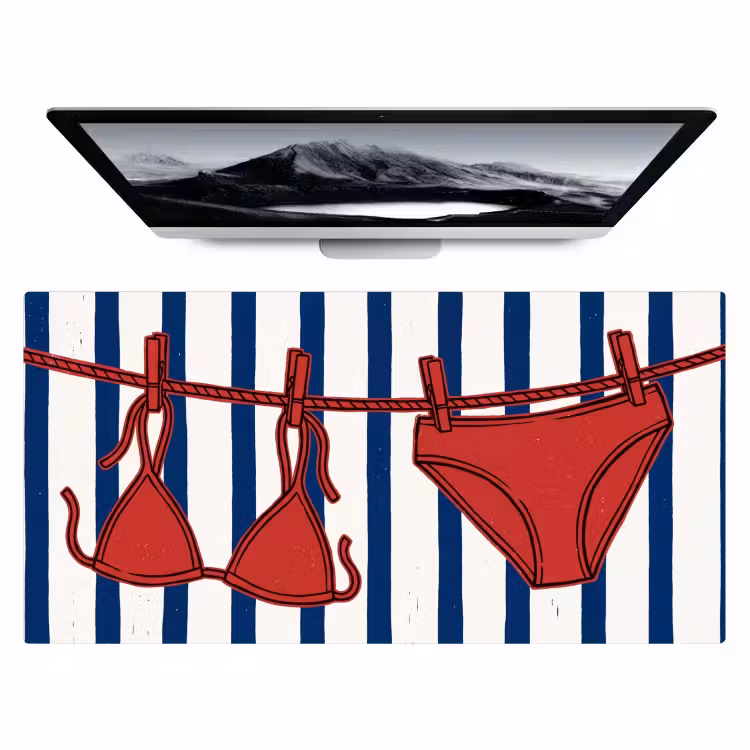Badkleding - Waslijn - Zomer - Illustratie - Rood Muismat XXL klein -zzz3d