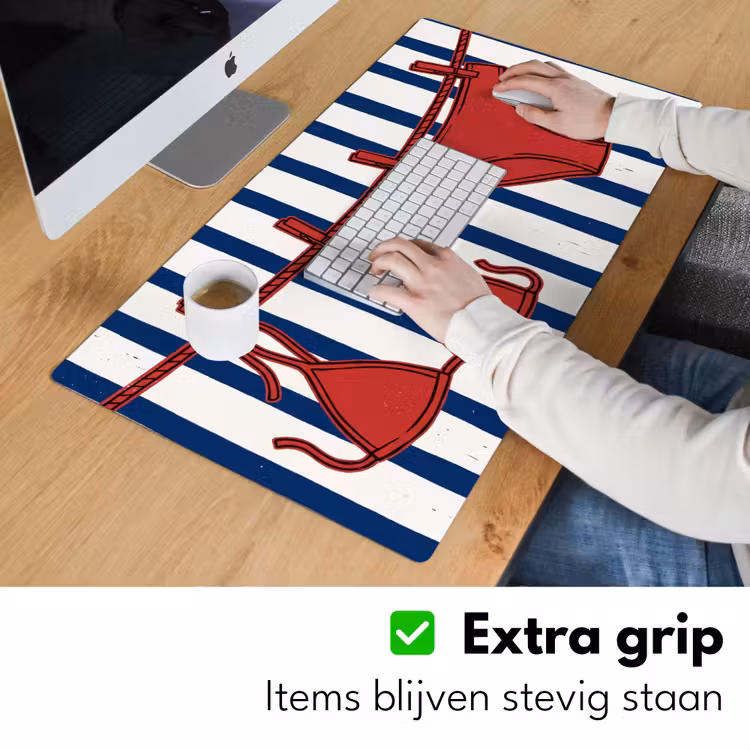 Badkleding - Waslijn - Zomer - Illustratie - Rood Muismat XXL klein -sfeer3