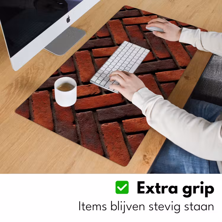 Bakstenen - Visgraat - Structuur - Roodbruin Muismat XXL klein 681 -sfeer3