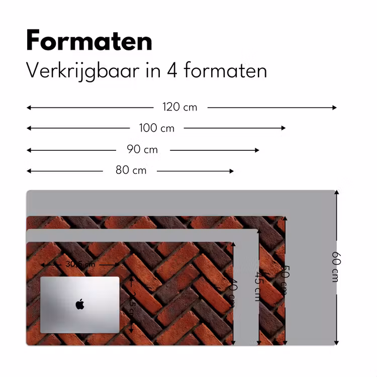 Bakstenen - Visgraat - Structuur - Roodbruin Muismat XXL klein 681 -sfeer5