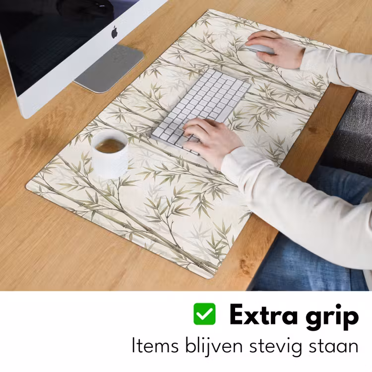 Bamboe - Bladeren - Natuur - Aquarel - Groen Muismat XXL klein -sfeer3