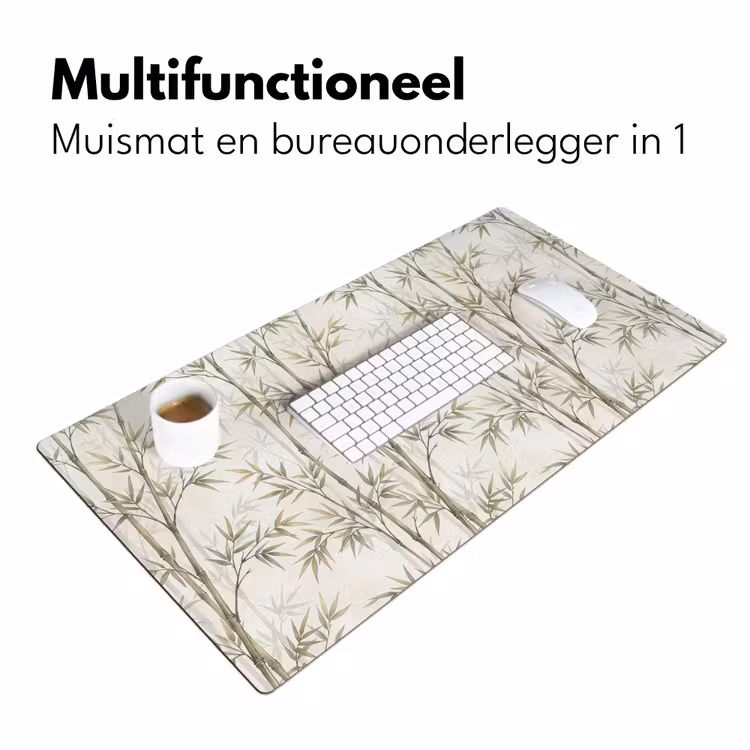 Bamboe - Bladeren - Natuur - Aquarel - Groen Muismat XXL klein -sfeer4