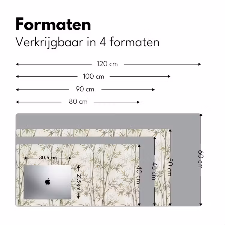 Bamboe - Bladeren - Natuur - Aquarel - Groen Muismat XXL klein -sfeer5