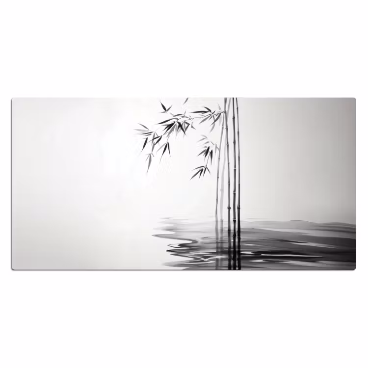 Bamboestammen - Water - Minimalistisch - Wit Muismat XXL klein -3d_leeg