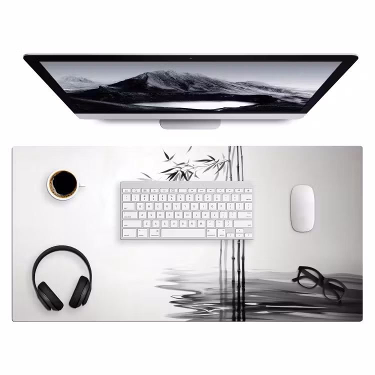 Bamboestammen - Water - Minimalistisch - Wit Muismat XXL klein -3d