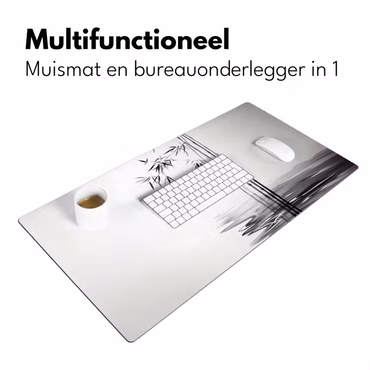 Bamboestammen - Water - Minimalistisch - Wit Muismat XXL klein -sfeer4