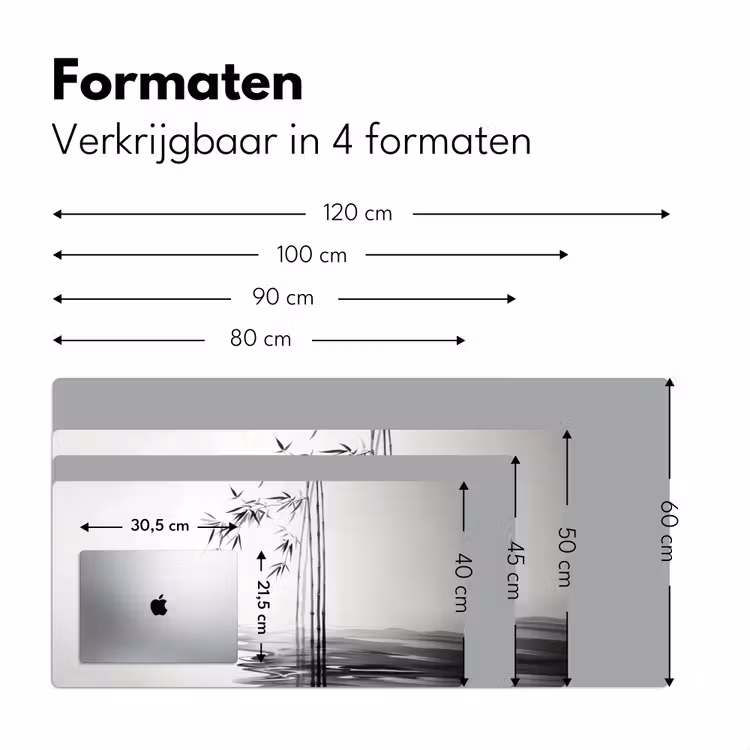 Bamboestammen - Water - Minimalistisch - Wit Muismat XXL klein -sfeer5