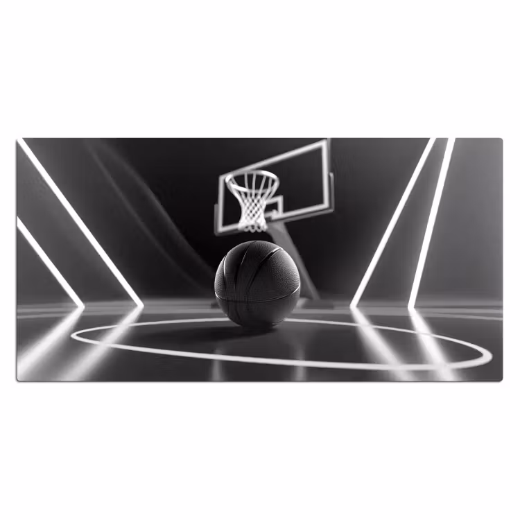 Basketbal - Basketbalveld - Lichtlijnen Muismat XXL klein -3d_leeg