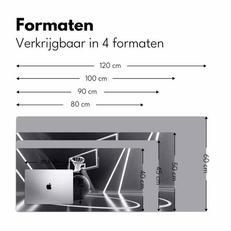 Basketbal - Basketbalveld - Lichtlijnen Muismat XXL klein -sfeer5