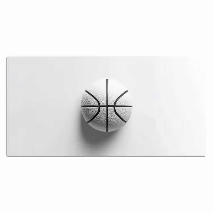 Basketbal - Wit - Schaduw - Lijnen Muismat XXL klein -3d_leeg