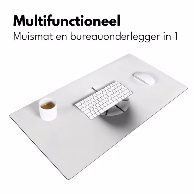 Basketbal - Wit - Schaduw - Lijnen Muismat XXL klein -sfeer4