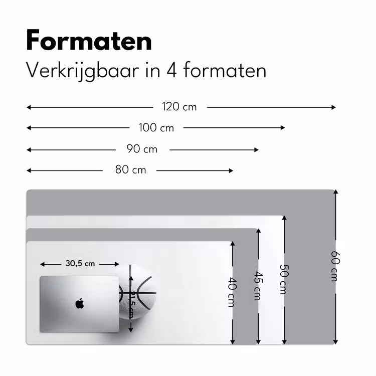 Basketbal - Wit - Schaduw - Lijnen Muismat XXL klein -sfeer5