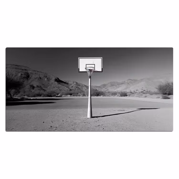 Basketbalpaal - Landschap - Zand - Wit Muismat XXL klein -3d_leeg