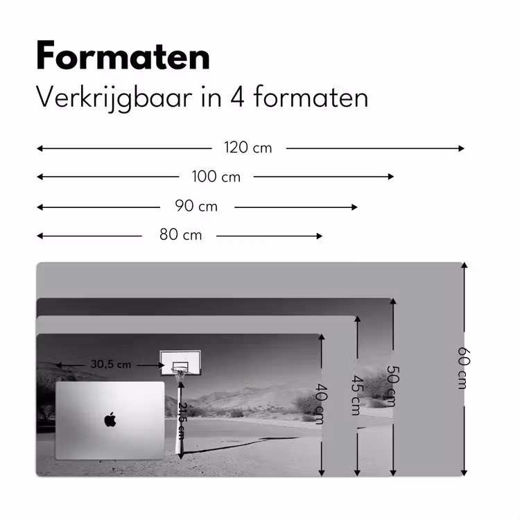 Basketbalpaal - Landschap - Zand - Wit Muismat XXL klein -sfeer5