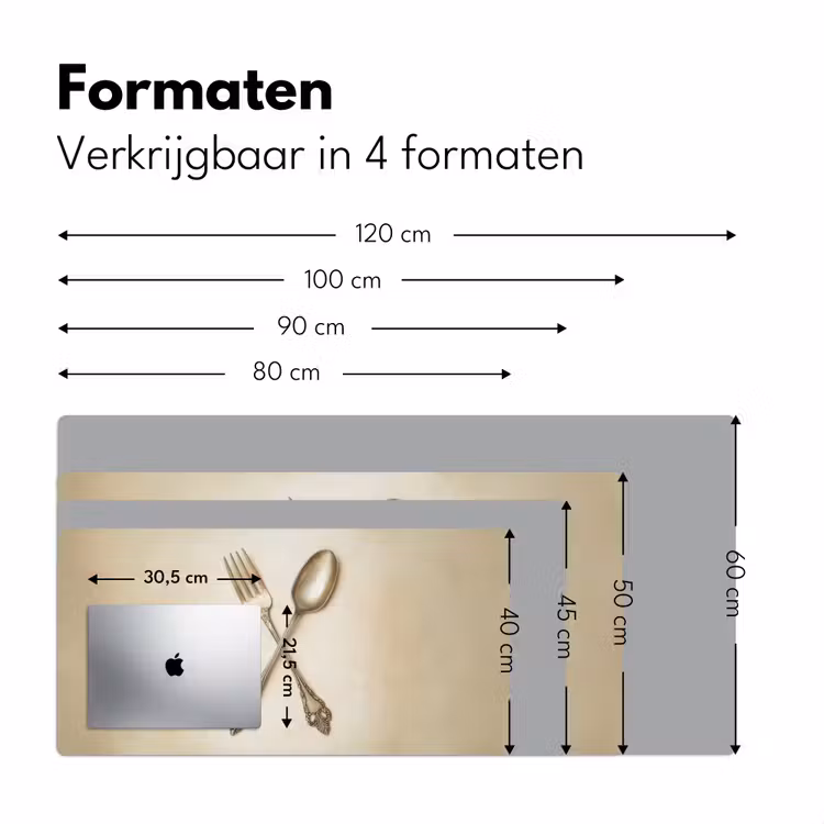 Beige - Vintage - Bestek Muismat XXL klein -sfeer5