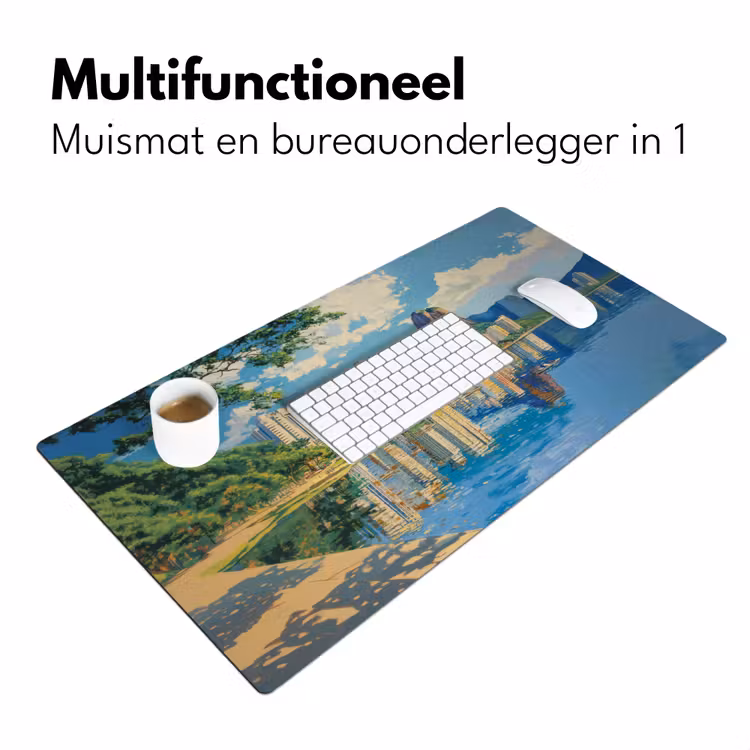 Berg - Skyline - Strand - Water Muismat XXL klein -sfeer4