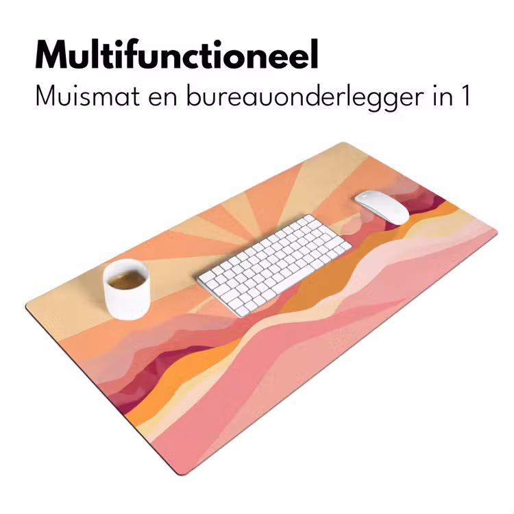 Bergen - Abstract - Zonnestralen - Roze Muismat XXL klein -sfeer4