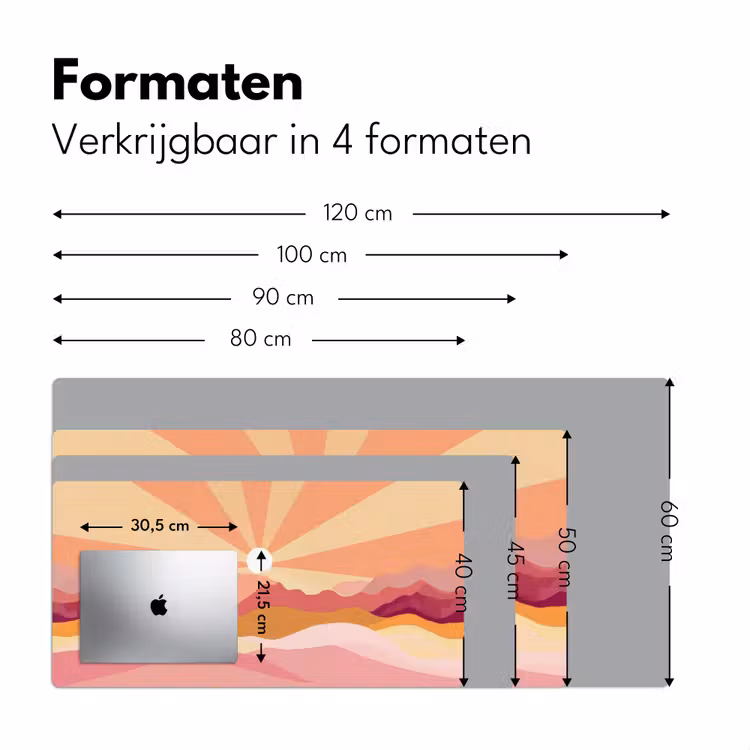 Bergen - Abstract - Zonnestralen - Roze Muismat XXL klein -sfeer5