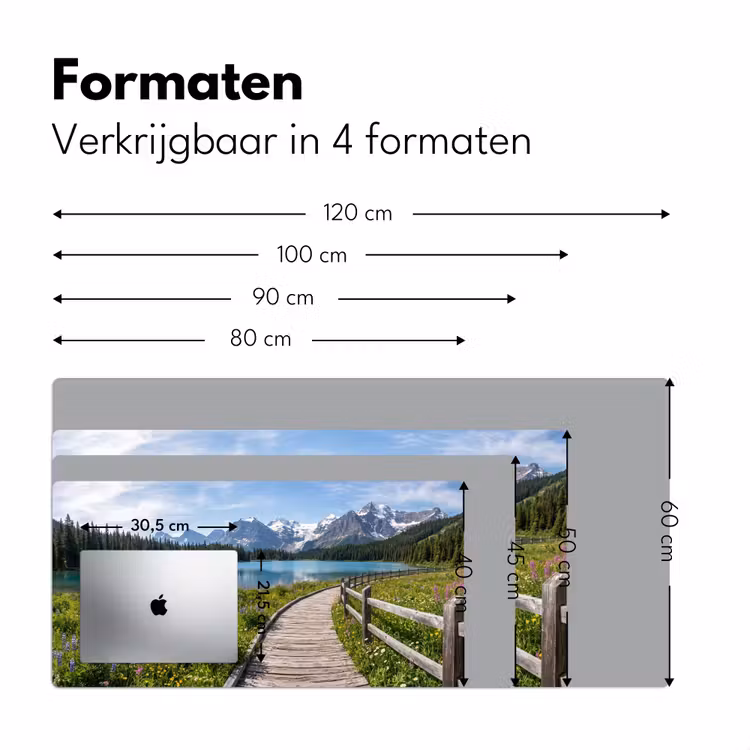 Bergen - Meer - Landschap - Blauw Muismat XXL klein -sfeer5