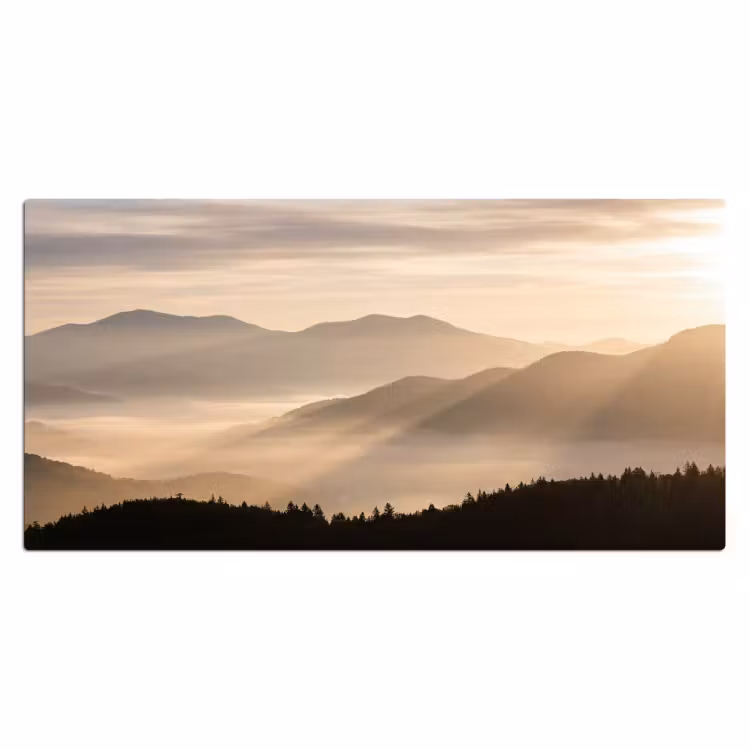 Bergen - Mist - Zonnestralen Muismat XXL klein -3d_leeg