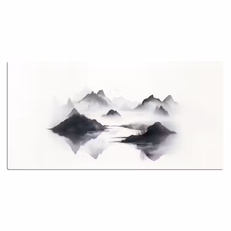 Bergen - Mistig - Water - Wit Muismat XXL klein -3d_leeg