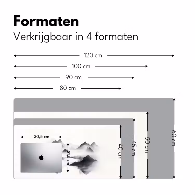 Bergen - Mistig - Water - Wit Muismat XXL klein -sfeer5