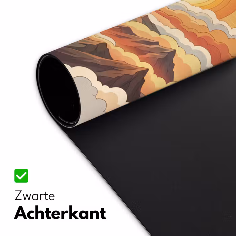 Bergen - Wolken - Natuur - Zonsopgang - Oranje Muismat XXL klein -sfeer2