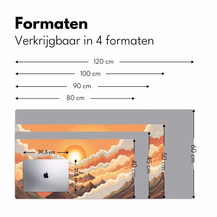 Bergen - Wolken - Natuur - Zonsopgang - Oranje Muismat XXL klein -sfeer5