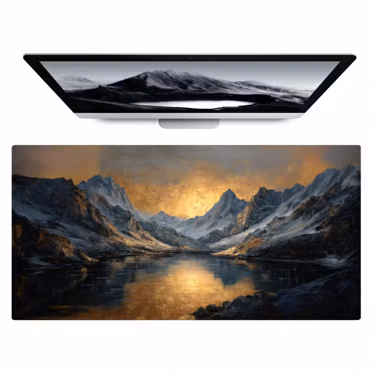 Berglandschap met Gouden Zonsondergang Muismat XXL klein -zzz3d