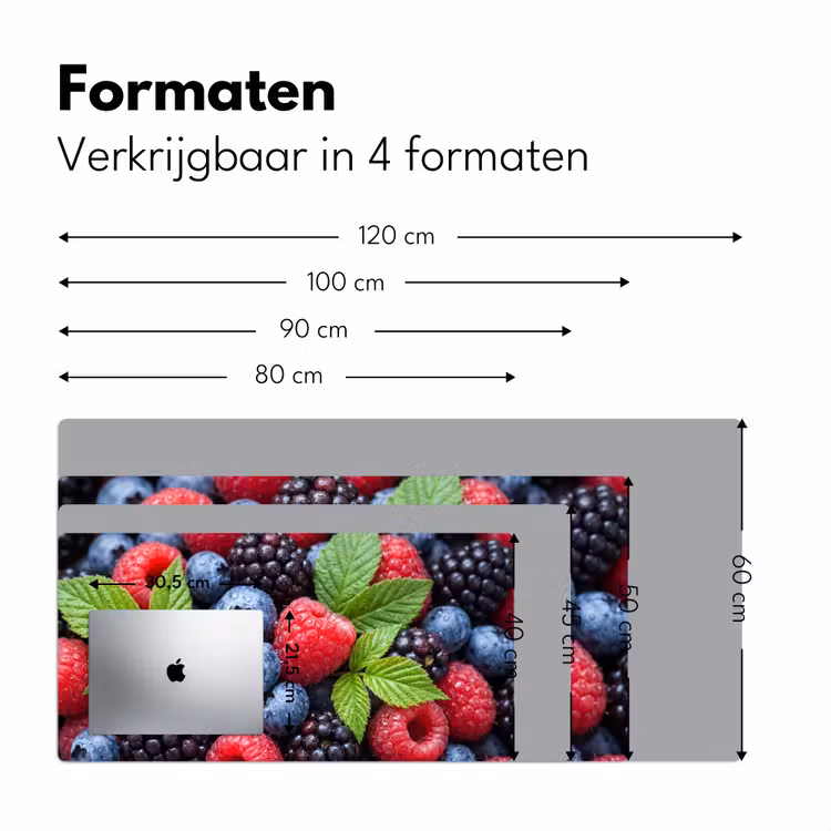 Bessen - Vers - Waterdruppels - Kleurrijk - Eten Muismat XXL klein -sfeer5