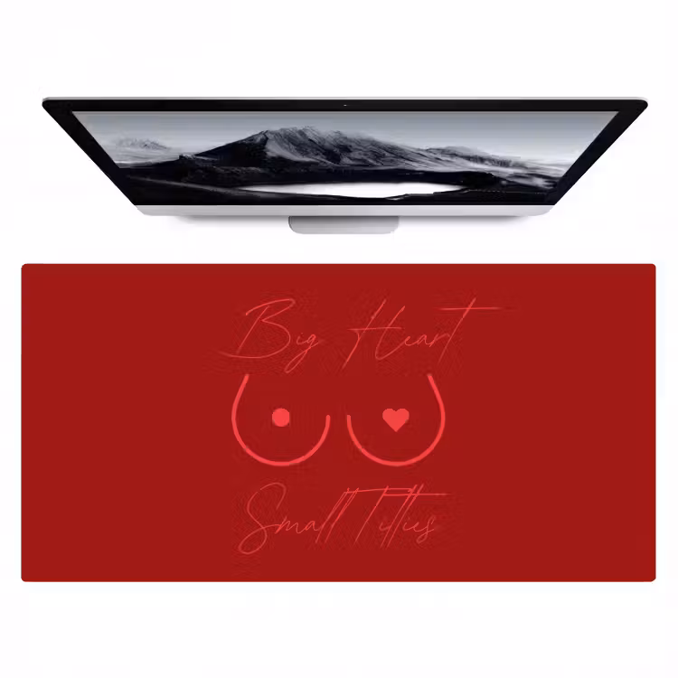 big heart small titties - Hart - Rood Muismat XXL klein -zzz3d