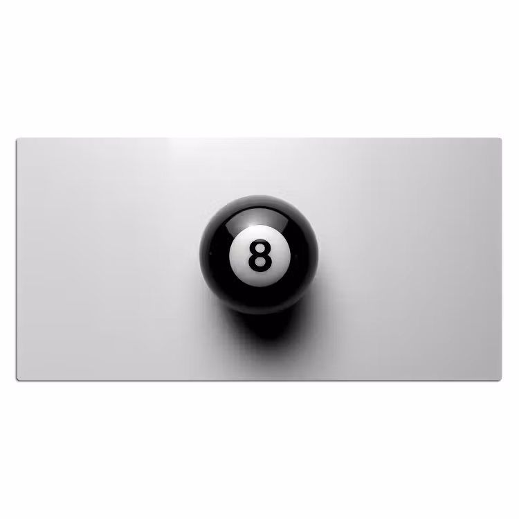 Biljartbal - Getal - Acht - Wit Muismat XXL klein -3d_leeg