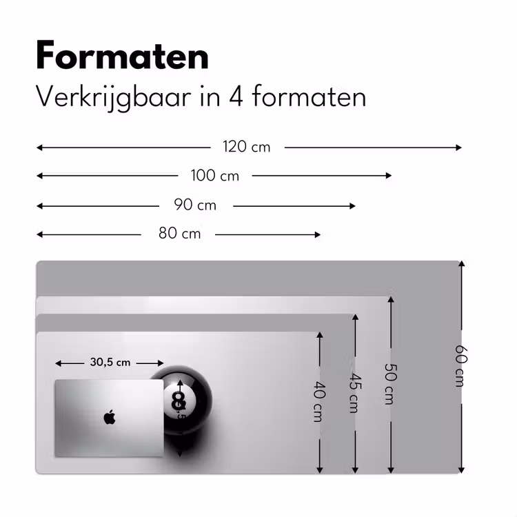 Biljartbal - Getal - Acht - Wit Muismat XXL klein -sfeer5